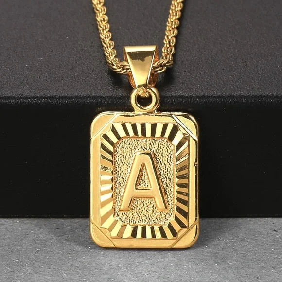 14K Gold Pleated Initial Necklace - Pick Your - Picture 2 of 3